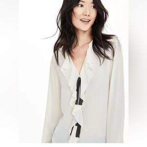Banana‎ Republic ruffle ribbon blouse in cocoon. Worn twice. Retail 129